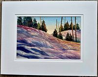 Watercolour painting matted in white showing full artwork and signature.