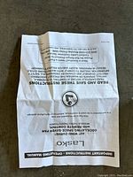 Lasko instruction manual for 42-inch oscillating tower fan.