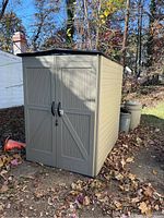 Front left angle of shed outside showing overall condition