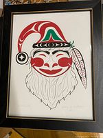 Overall front view of framed Salish Santa artwork