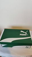 Green Puma shoe box with logo on top and side
