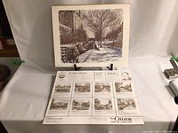 Print displayed on stand next to the back informational sheet that provides context on the set and the Rideau Canal anniversary celebration.