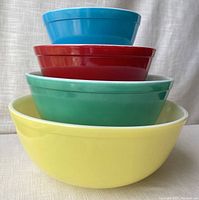 Stacked view of bowls showing nesting and colored exteriors