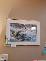 Full front view of framed watercolor painting showing overall composition and frame