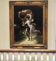 Full frontal view showing painting and ornate gold frame