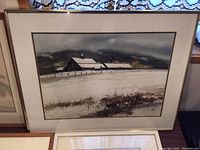 Full front view of framed Benson watercolor painting