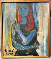 Full front view of framed painting showing overall composition and frame condition