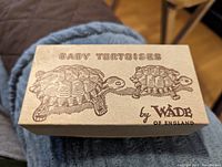 Box showing label 'Baby Tortoises by Wade of England' with artwork of mother and baby tortoises.