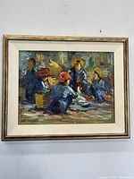 Front view of framed oil painting titled “Myanmar”