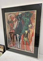 Straight-on view of framed abstract print showing overall appearance and condition