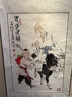 Close-up of full painting area showing figures and water buffalo