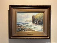 Full view of framed watercolour showing painting and frame