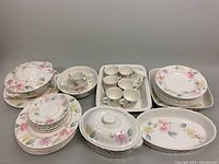 Full set of Mikasa Maxima fine china showing all items including plates, bowls, covered dishes, mugs, and gravy boat.