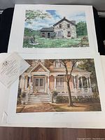 Photo showing both prints with certificate of authenticity for Trisha Romance print.
