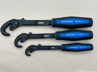 Set of three Mastercraft Expresswrench adjustable wrenches displayed from the side, showing the jaw and handle sizes.