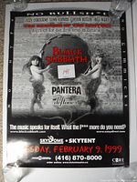 Full view of the 1999 Black Sabbath reunion concert poster showing the band name, tour name, special guests, venue, and date.