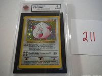 Front view of the graded Chansey holographic shadowless card from 1999 Pokemon Base Set in PSA slab