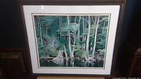 Full view of framed art print titled 'Blue Heron' measuring approximately 26.5 x 30.5 inches.