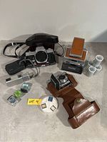 Wide view of all lot items arranged on table