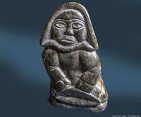 Front view of polished soapstone carving