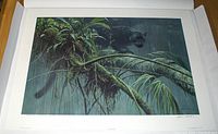 Full view of the unframed print showing black jaguar in rainforest