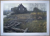 Full view of print lying flat against light-colored background