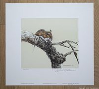Full view of the limited edition print showing a white-footed mouse on an aspen tree branch, artist signature and edition number visible below image.