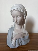 Front view of the Lladro porcelain Madonna bust showing serene female figure with headscarf and draped garment.