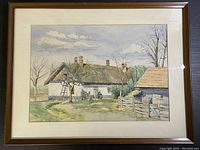 Framed watercolour artwork showing entire scene and frame.