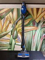 Full front view of the Shark Rocket vacuum cleaner standing upright in front of a floral background showing overall condition and design.