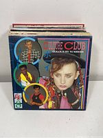 Front view of the vinyl record lot with visible Culture Club album on top