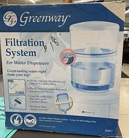 Boxed Greenway filtration system for water dispensers with product image and information