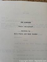 Title page of 'The Simpsons' episode script 'Goin' Hollywood' by Eric Poole and Rand Souden.