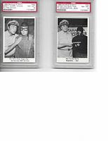Front view of two 1965 McHale's Navy trading cards #48 and #33, showing black and white show images and PSA graded labels.