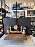 Front view of DIACRO #3 metal shear showing handle and base plate on a workbench.