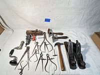 Overhead view of entire tool lot arranged on cloth background