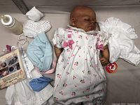 Doll and all accessories arranged top-down view