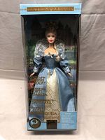 Full front view of Barbie doll in original packaging labeled 'Princess of the Danish Court' with collector edition details.