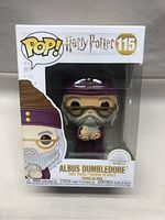 Front view of the Funko Pop box showing Albus Dumbledore figure #115 from Harry Potter series.