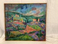 Full front view of framed painting