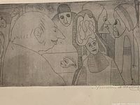 Close-up view of entire etching image