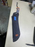 Top-down view of the sheath showing Bear Grylls logo and overall condition