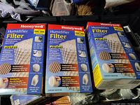 Photo showing three boxed Honeywell Humidifier Filters HAC-504