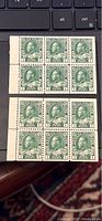 Two booklet panes of Canada 1 cent stamps with King George V portrait, 12 stamps per pane, mint not hinged condition.