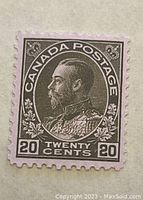 Front view of the 20 Cent G22a Canada Postage stamp showing detailed portrait and denomination.