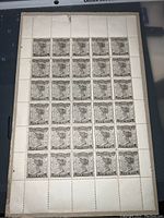 Front of the sheet showing 30 black stamps featuring Prince Edward profile, arranged in a 5x6 grid with perforations.