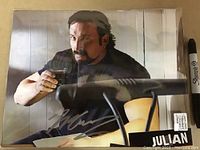 Full 8x10 photo showing John Paul Tremblay as Julian holding a drink and his signature across the photo.