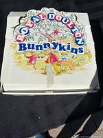 Original Royal Doulton Bunnykins box with colorful Bunnykins logo and illustrations