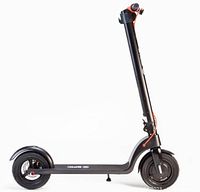 Unfolded scooter side view showing deck, wheels, stem and handlebars