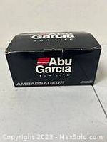 Closed black box with ABU Garcia Ambassadeur branding visible